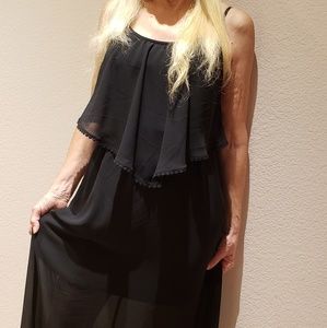 Xhilaration Sheer Lined Maxi  Dress Ruffle Bodice
